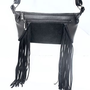 BCBG MAXAZRIA FRINGED WAISTBAG, WITH MULTI POCKETS